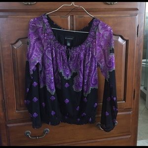 Inc. size L purple and black blouse