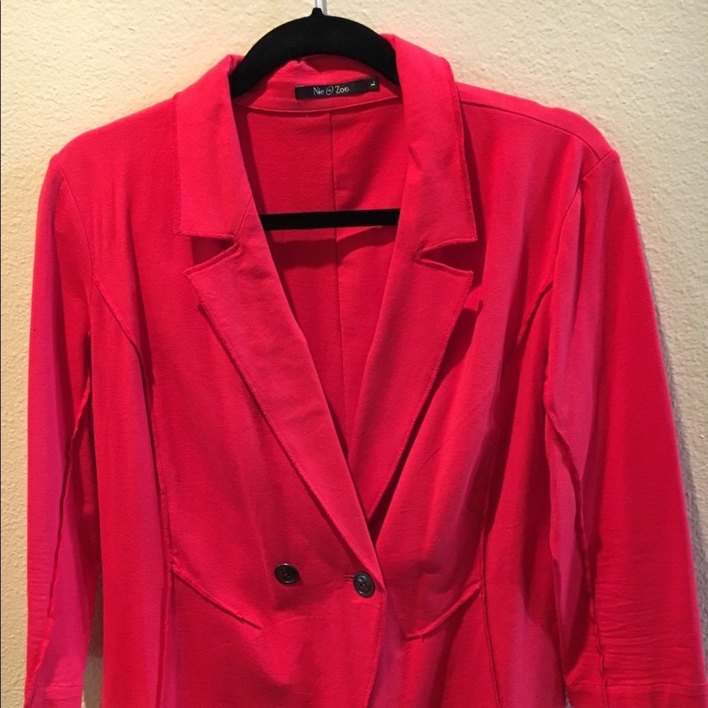 NIE+ZOE Red double breasted blazer SZ 12 LIKE NEW!
