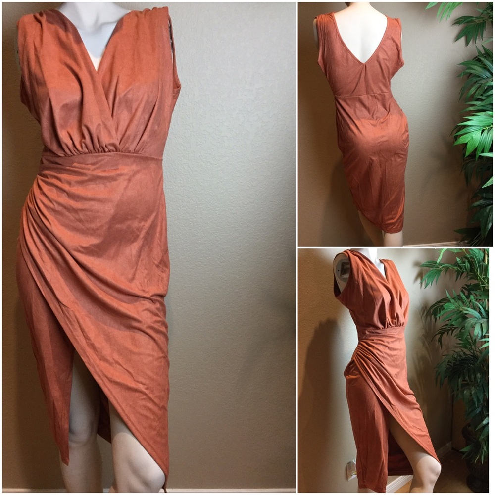 NWOT Burnt Orange Faux Suede Dress Medium