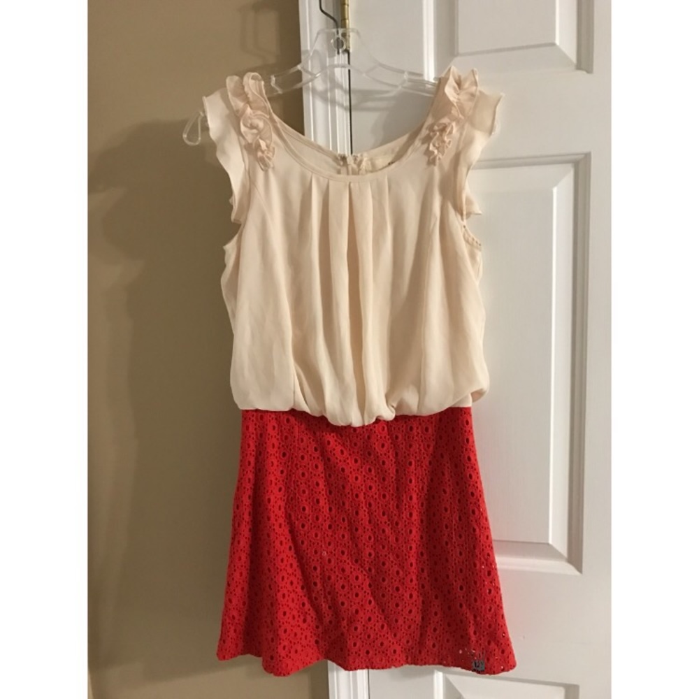 Cream & Coral Dress