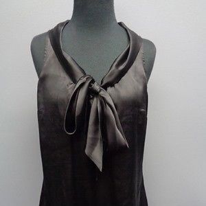 WHBM black silk bow tank