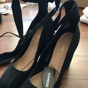 Express lace up platform heels