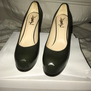 authentic YSL dark green pumps