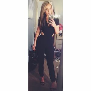 Lovers & friends black open/lace back jumpsuit