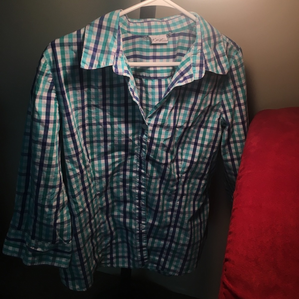 KIM ROGERS Quarter sleeve button down shirt