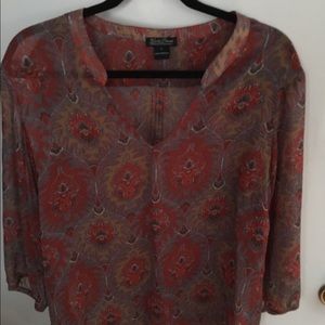 Lucky brand sheer 3/4 sleeve blouse