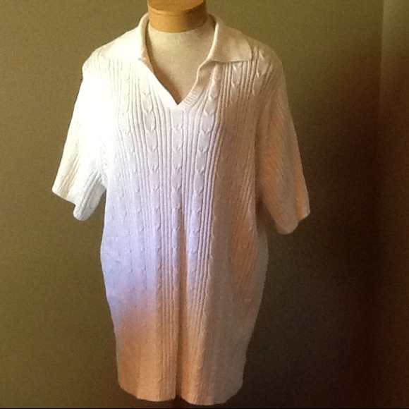 Short sleeve white cable sweater - Picture 1 of 3