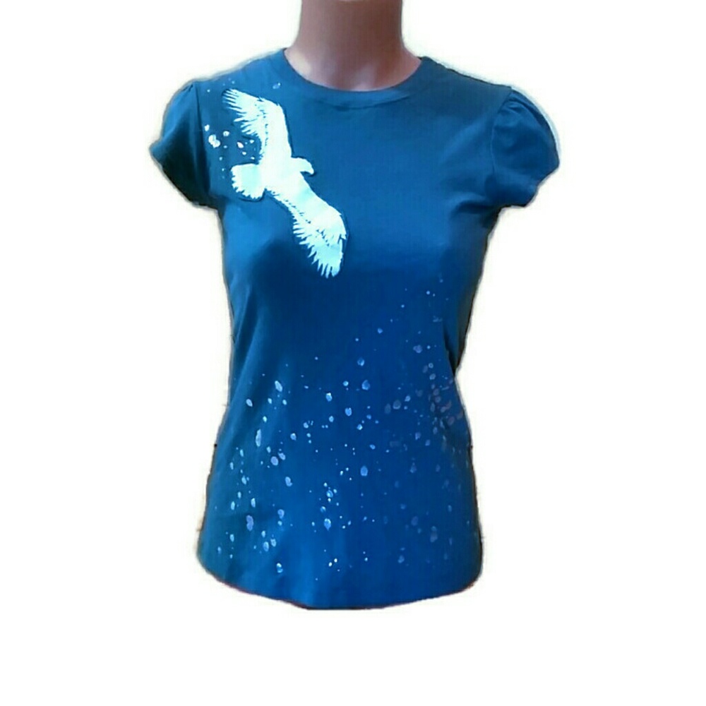 Realitee Blue & Silver Bird Tee Medium