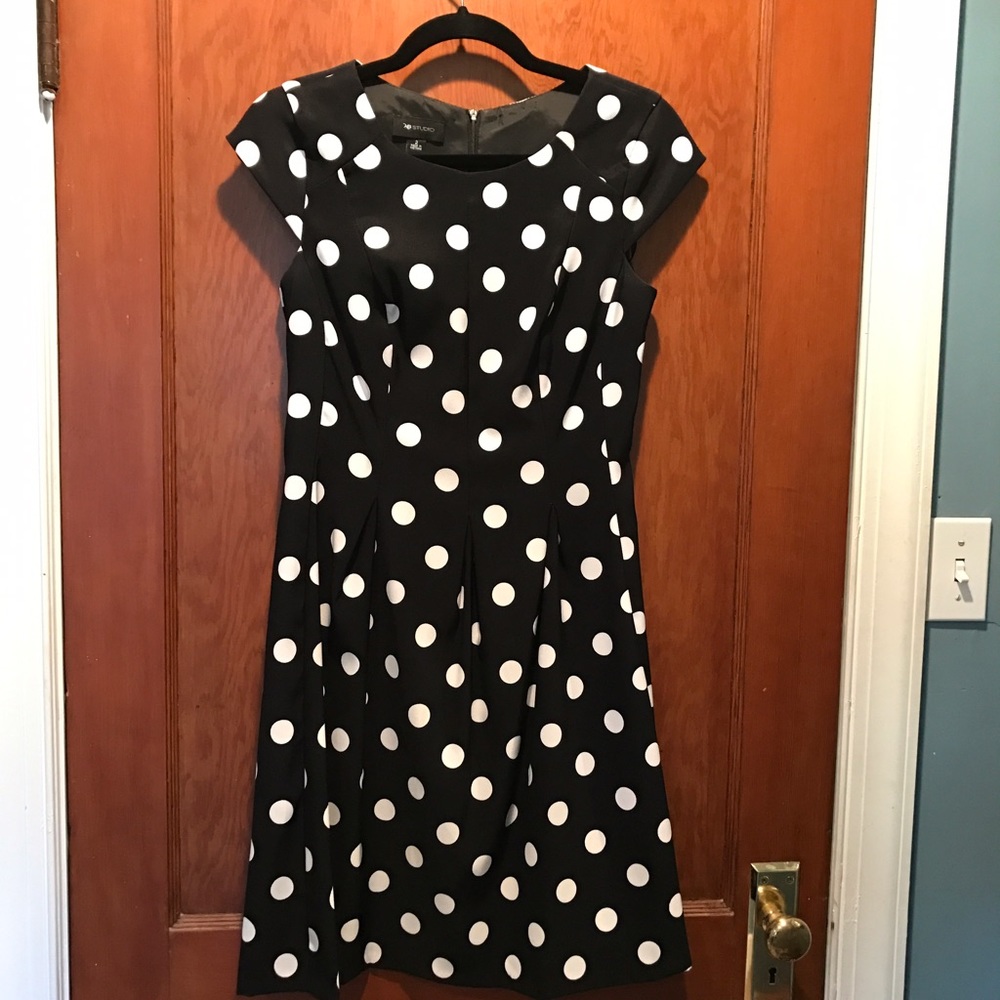 AB Studio Cap Sleeve Polka Dot Dress