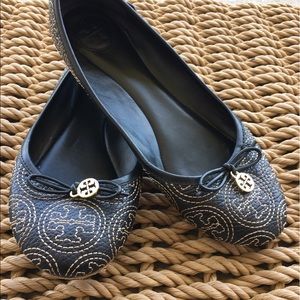 Tory Burch Black Leather Ballet Flats -Sz 8