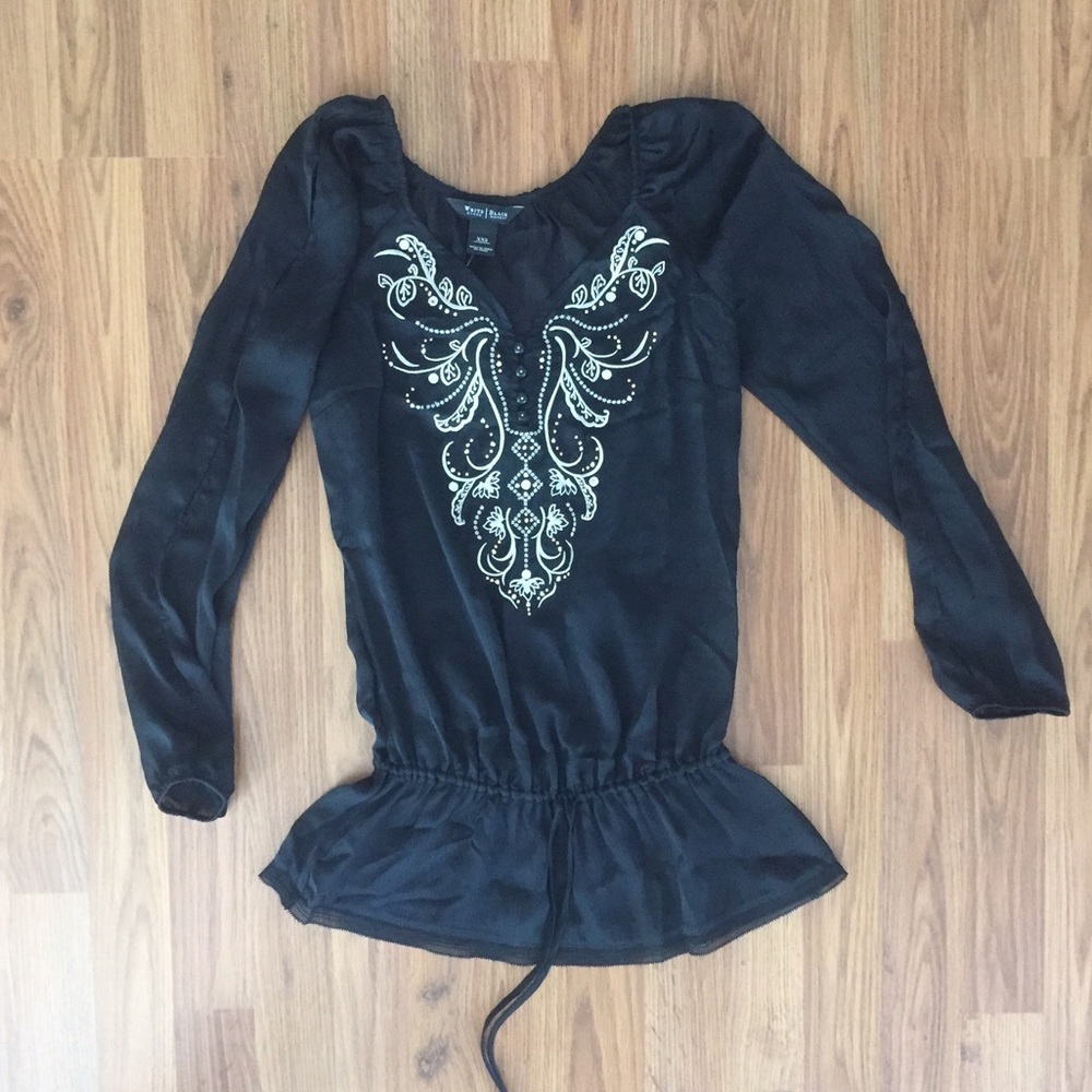White House Black Market embroidered blouse