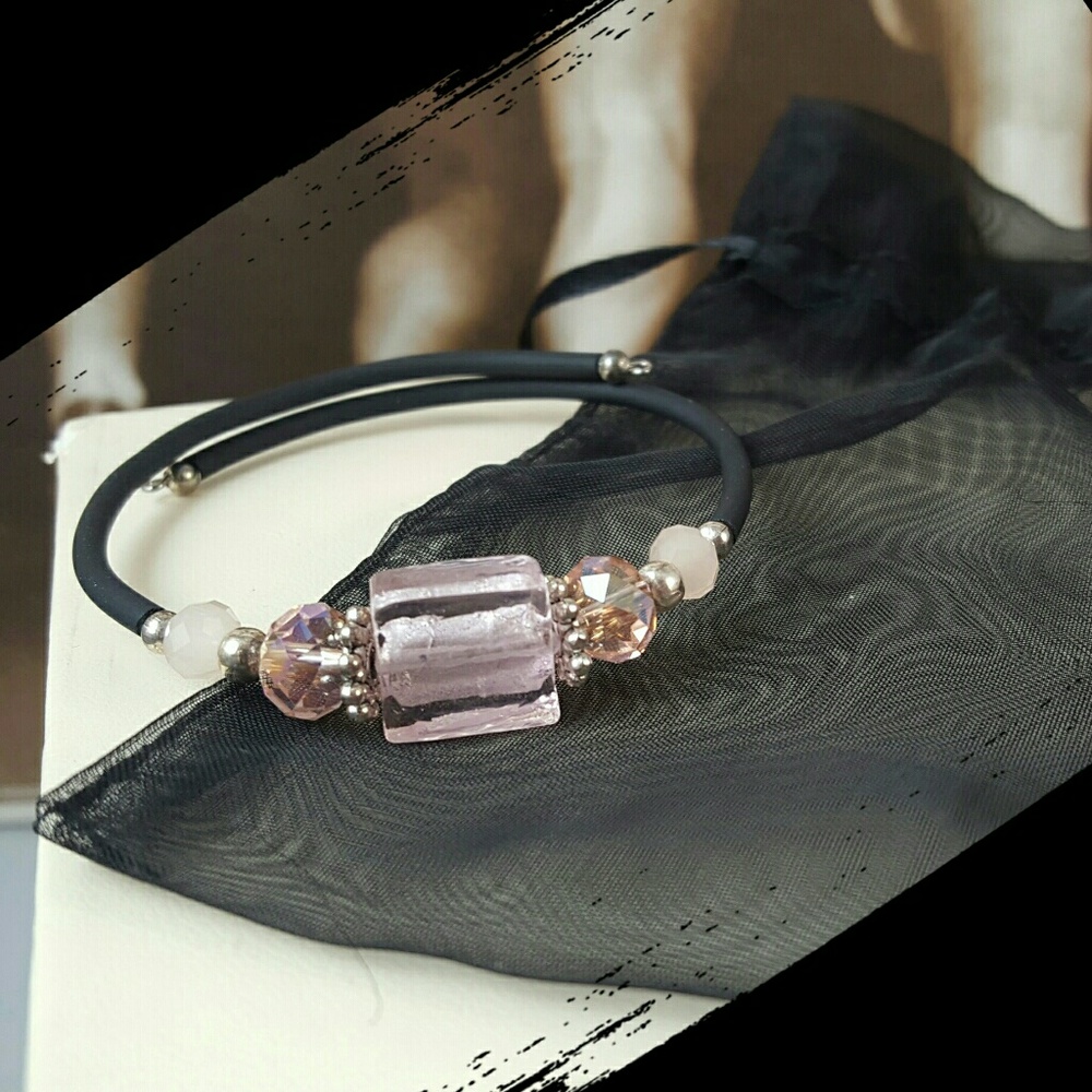 Bracelet Pink Stones Flexible Size