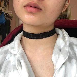 Black crocheted lace choker