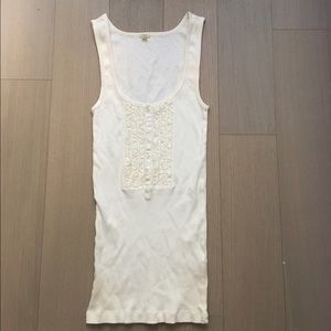 White JCrew ribbed ruffle tank