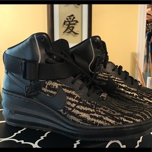 Nike Sky-hi AF-1 black and gold wedges