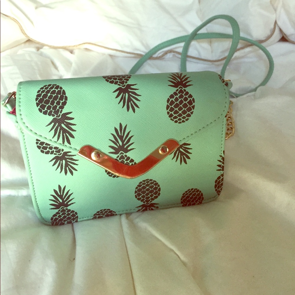 Crossbody mint and pineapple purse