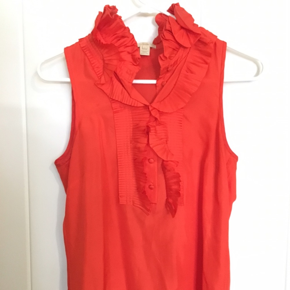 J. Crew Silk Sleeveless Orange Ruffled Top