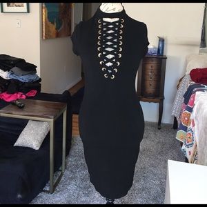 Black criss cross chest dress