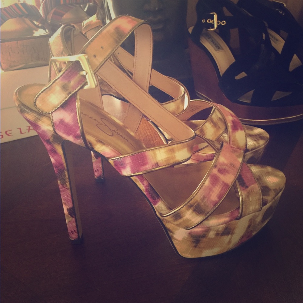 Multi color platform heels Jessica Simpson