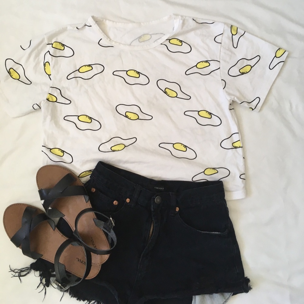 White Egg Print Top