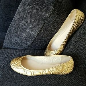 COACH gold flats, size 8.5
