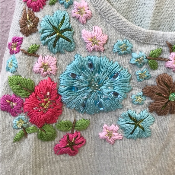 Mint Tank with Embroidered Floral Detail - Picture 2 of 2