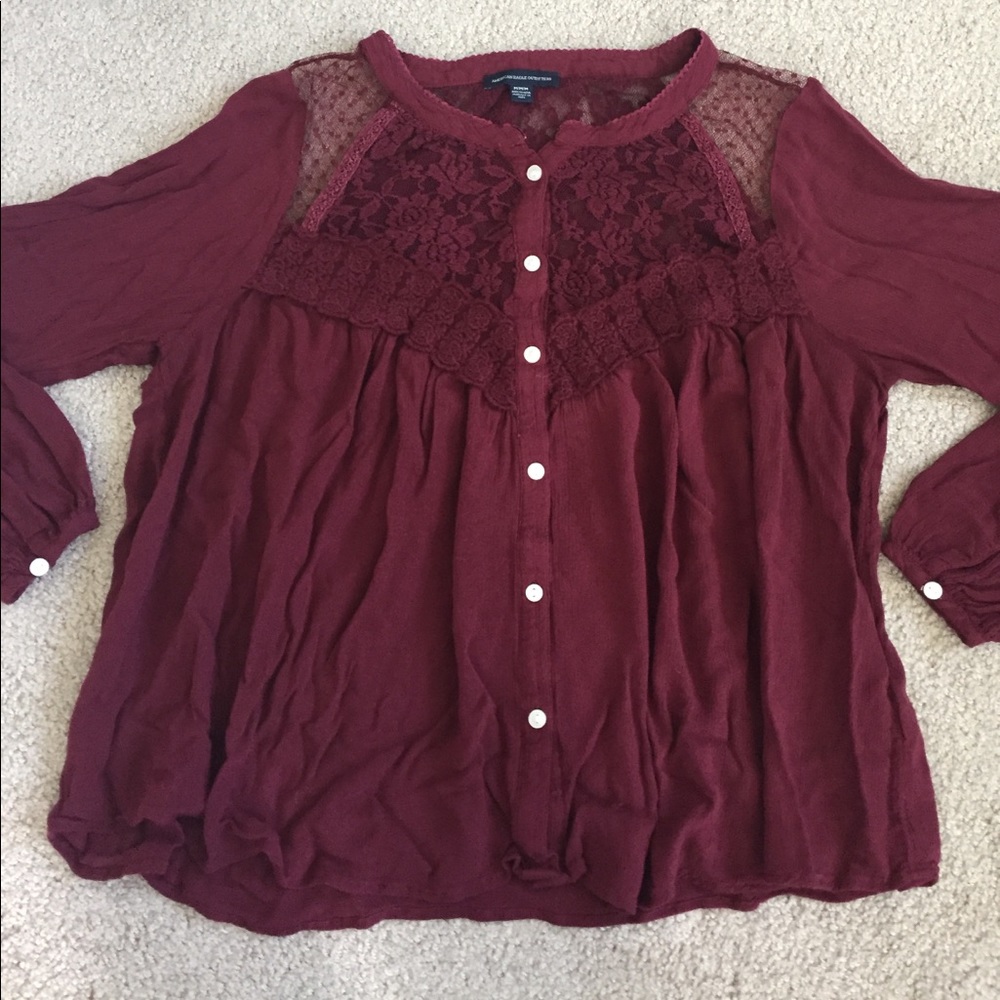 Lace Button Down Shirt