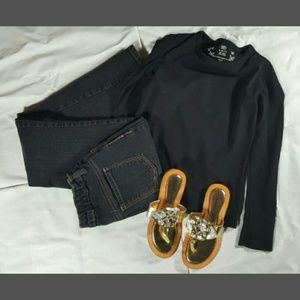 Cute Black Long Sleeve Faded Glory Shirt