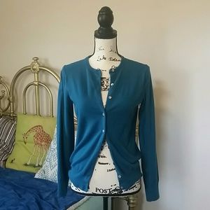 Land's End dark teal cardigan