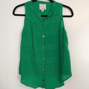 Aryn K. 100% Silk Kelly green blouse