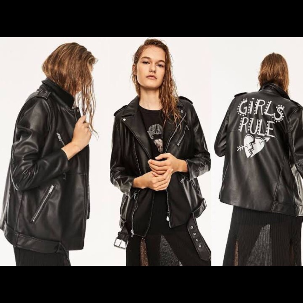 NWT Zara Printed Leather Jacket