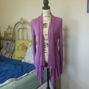 Dennis Basso purple open front cardigan