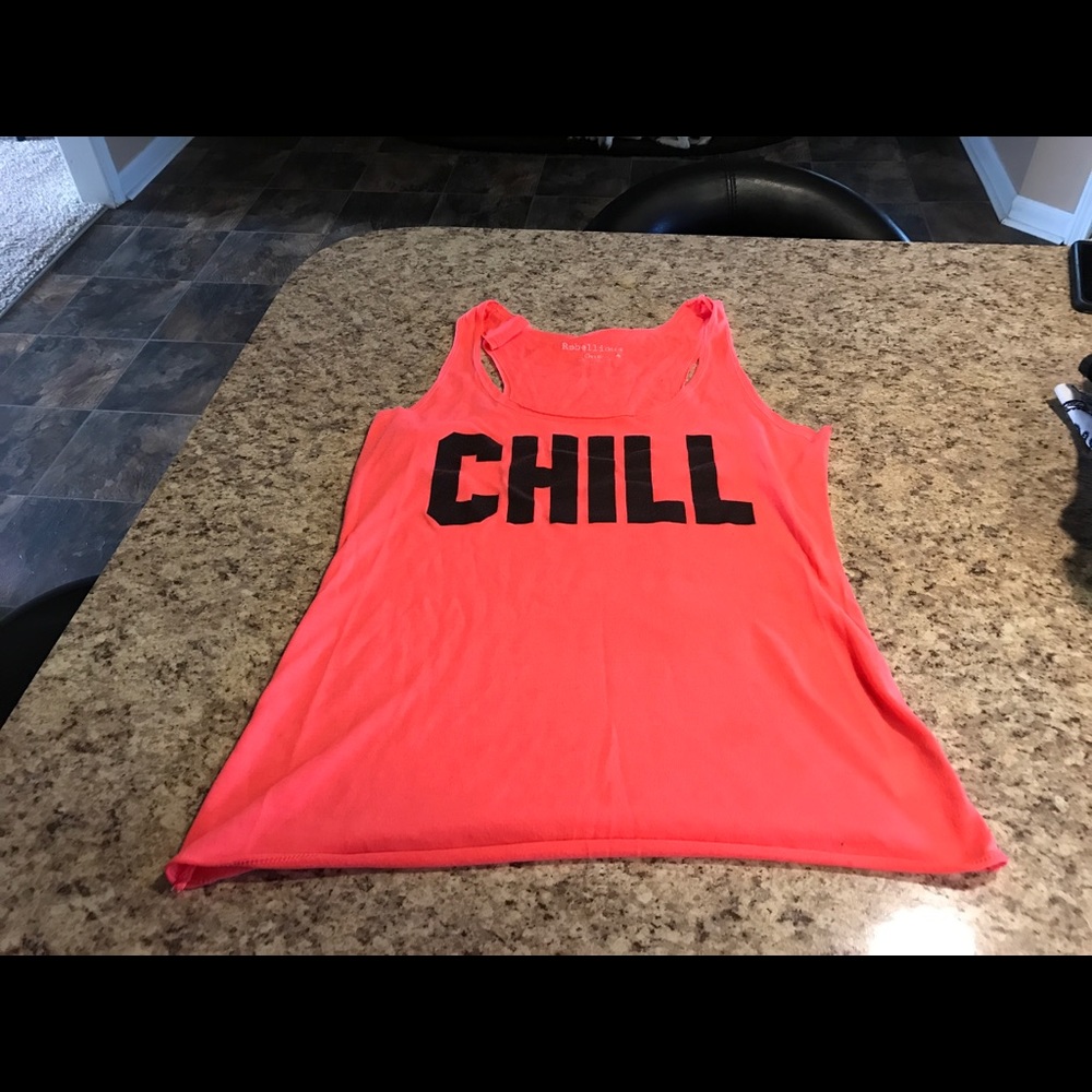 Fluorescent orange chill work out shirt