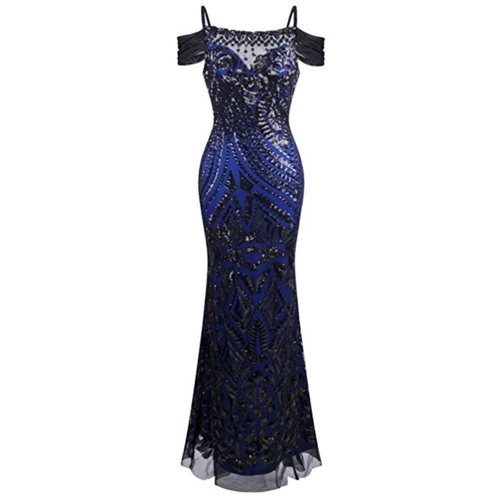 Spaghetti Strap Sequin Ball Gown