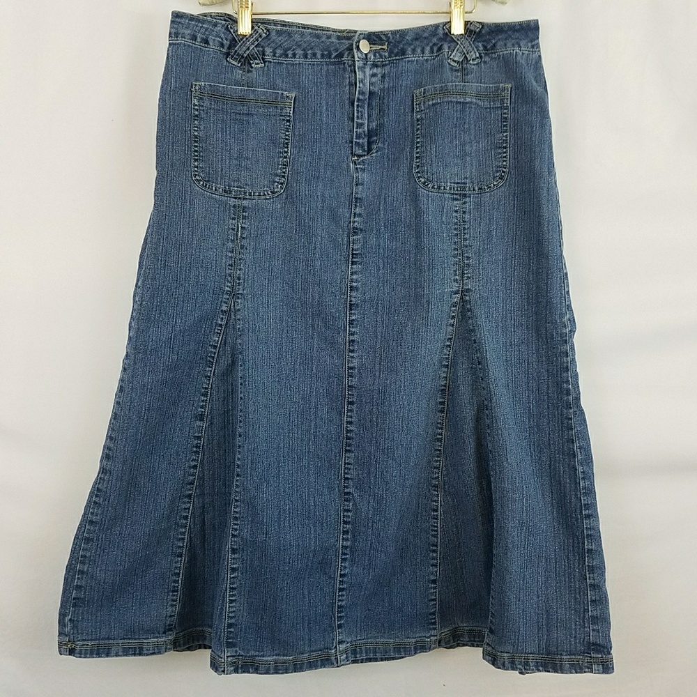 Cato Women's Plus Long Pleated Denim Skirt