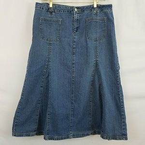 Cato Women's Plus Long Pleated Denim Skirt