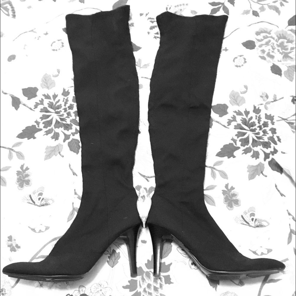 🌹Nine West over the knee zip up black boots