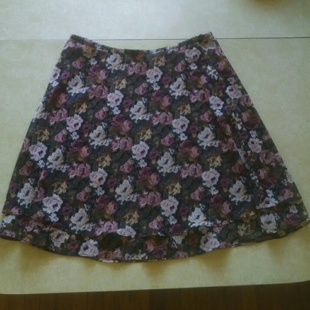 Two-tiered Floral Chiffon Skirt from Express