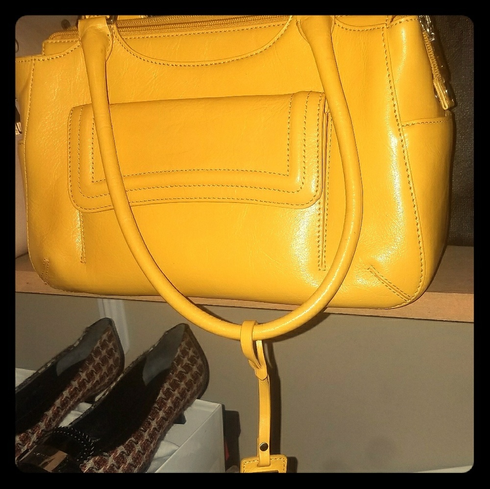 Yellow Hobo Leather Satchel