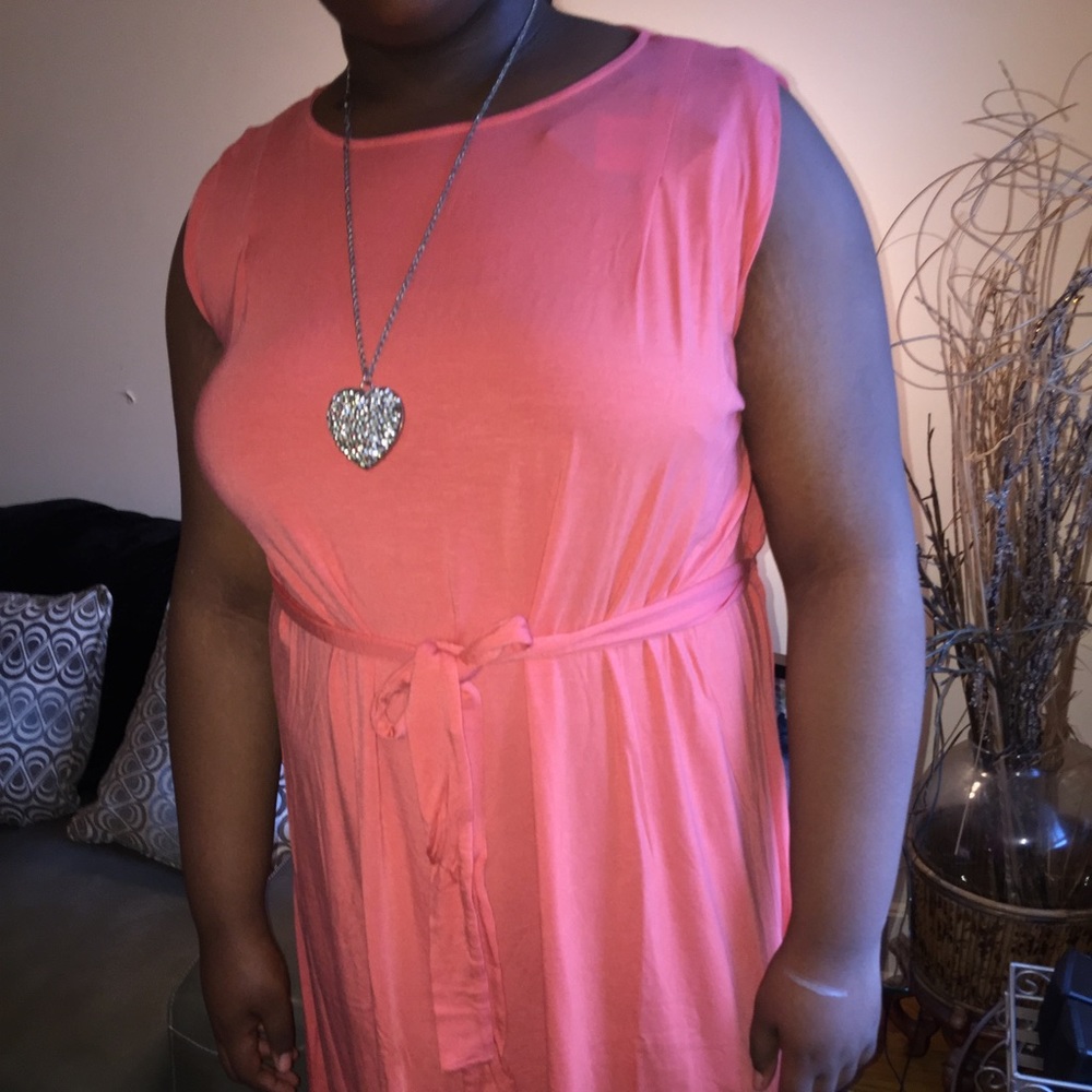 Ava & Vic salmon colors hi-lo dress