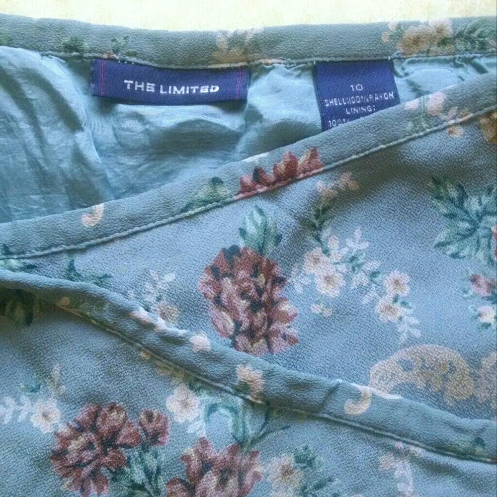 Muted-teal Wrap Skirt With Floral Pattern