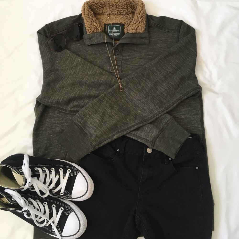 Green Marled Knit Crewneck Sweater