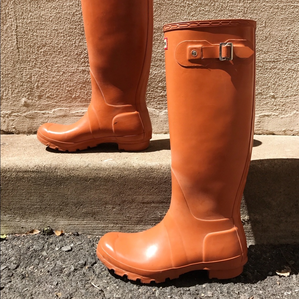 Hunter High Orange Rubber Rainboots