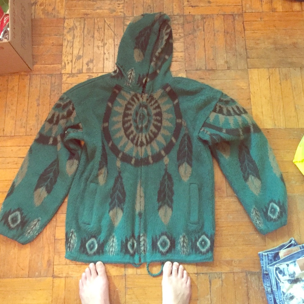 100% wool guatamalan zip up