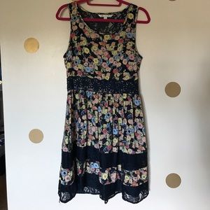 LC Lauren Conrad Navy Lace & Floral Sundress