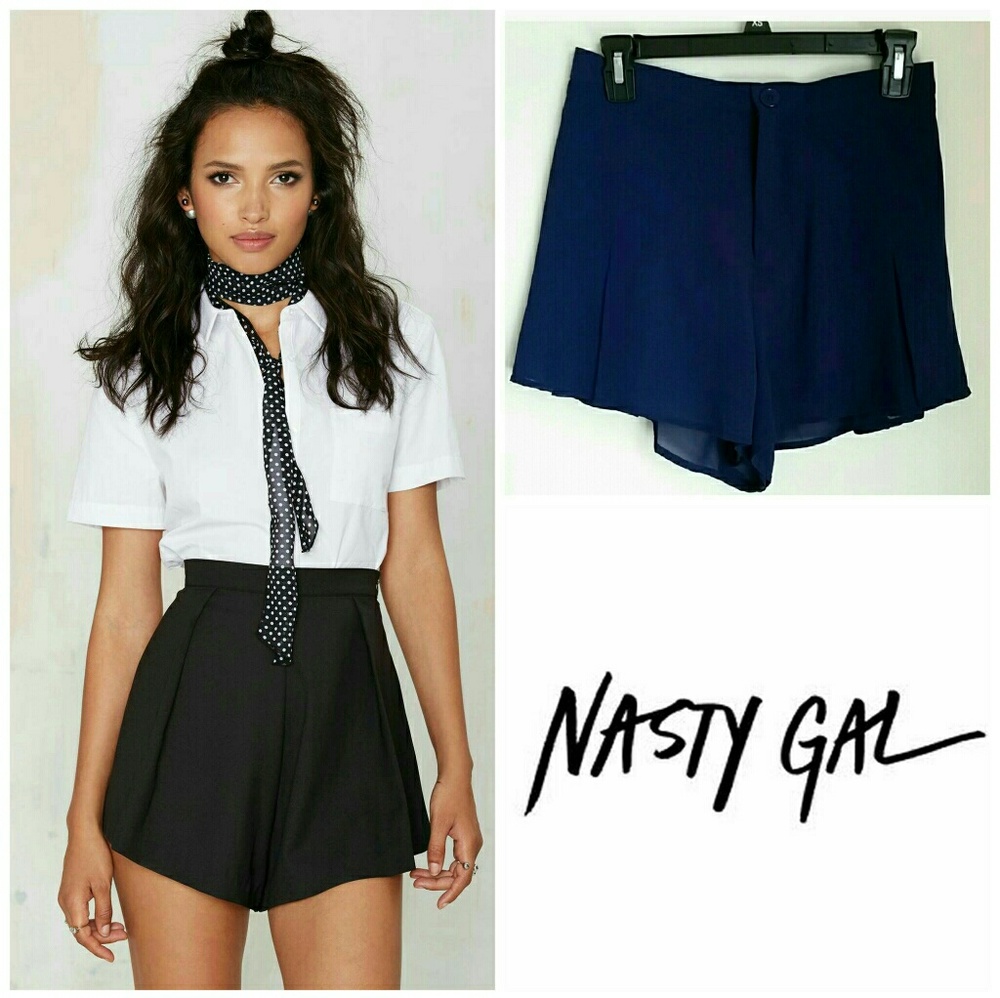 Nasty Gal Navy High Waisted Shorts