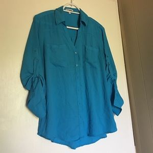 *F I N A L* Express Blue Button Down Blouse