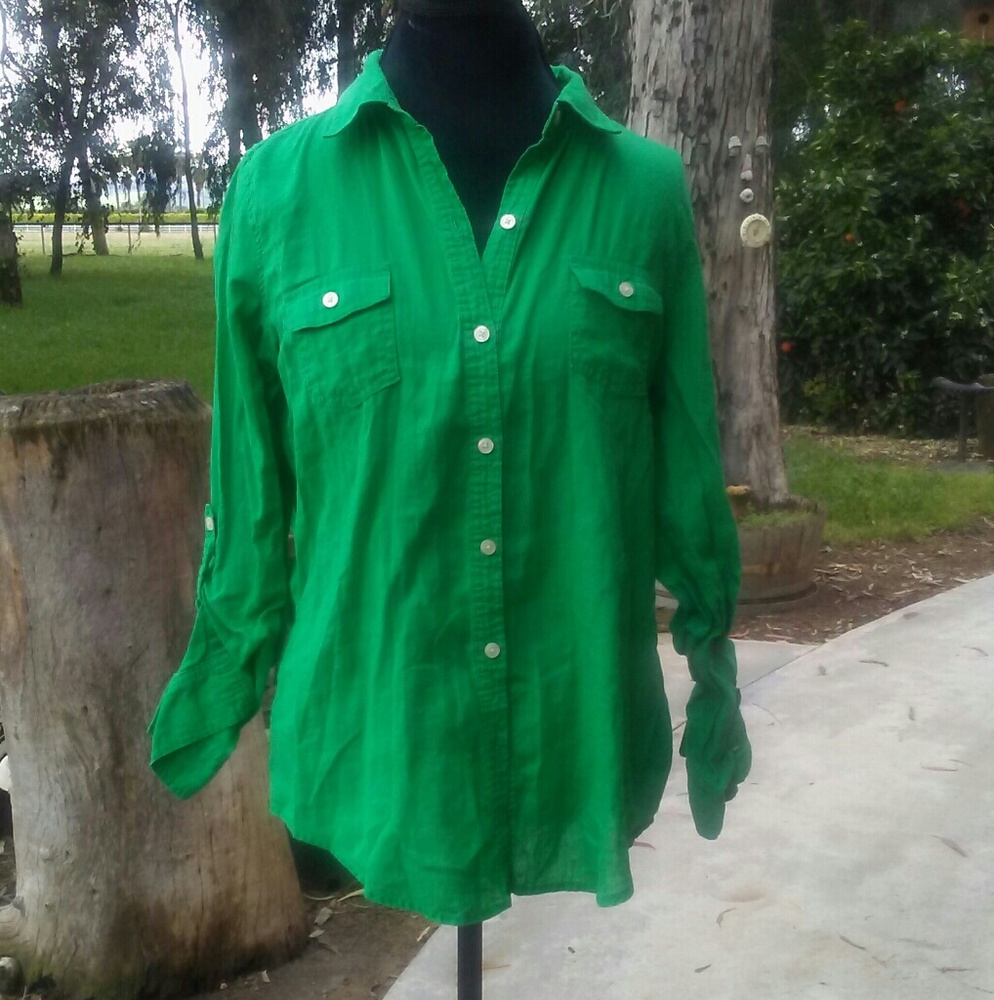 Green Linen Top