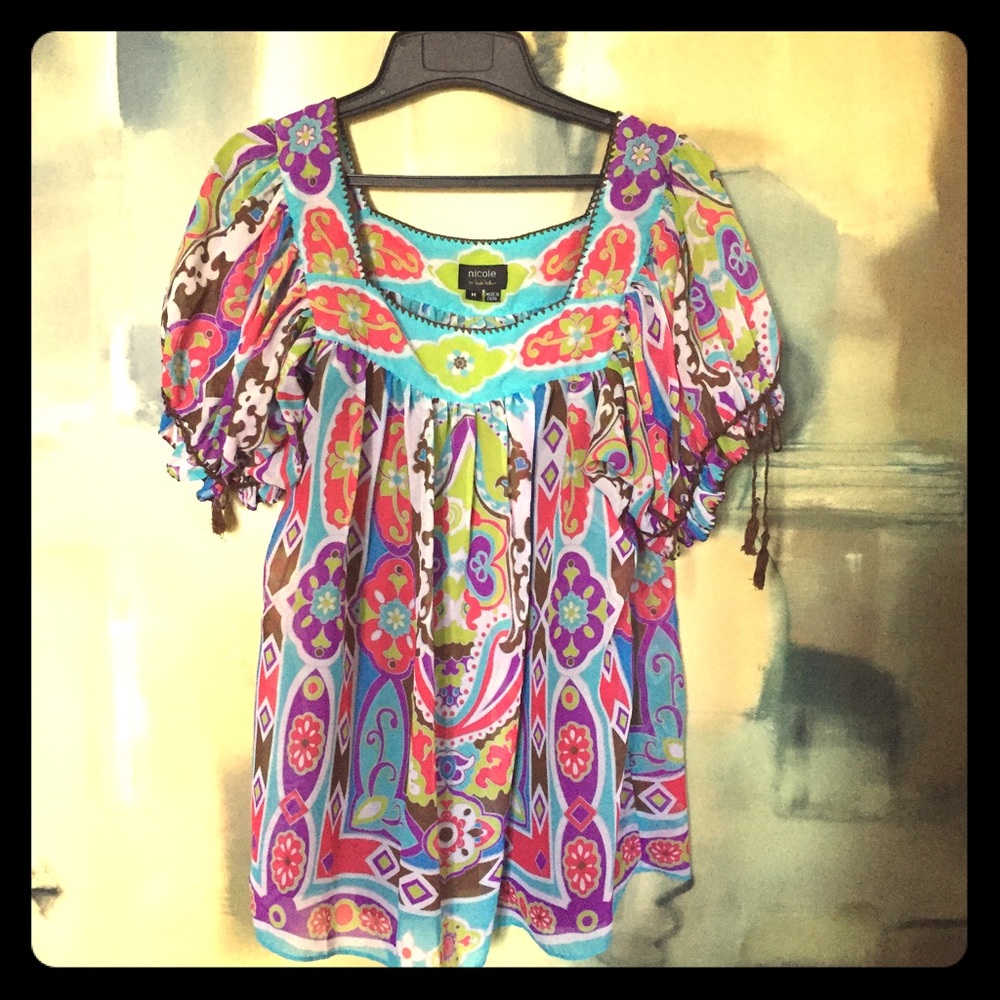 Nicole Miller multi tunic top, size M
