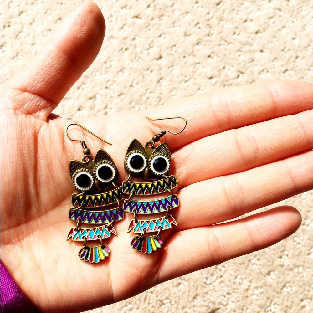 Colorful Owl Earring